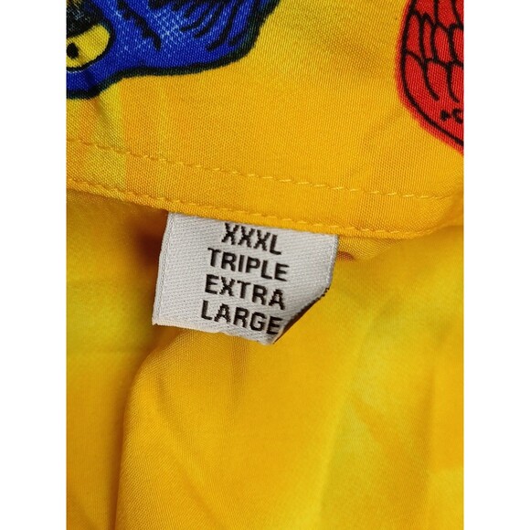 Tropical Mens Hawaiian Shirt XXXL Yellow Green Parrot Palms Button Down - Picture 8 of 9